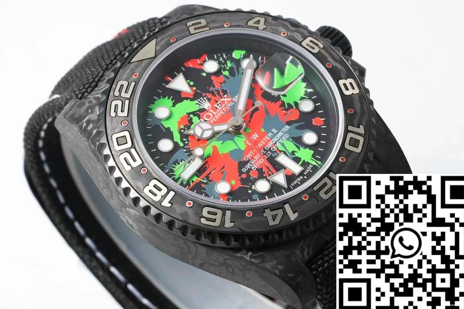 Black Rolex GMT-MASTER Strap Dial Fiber II Color Fabric Diw Carbon 0412